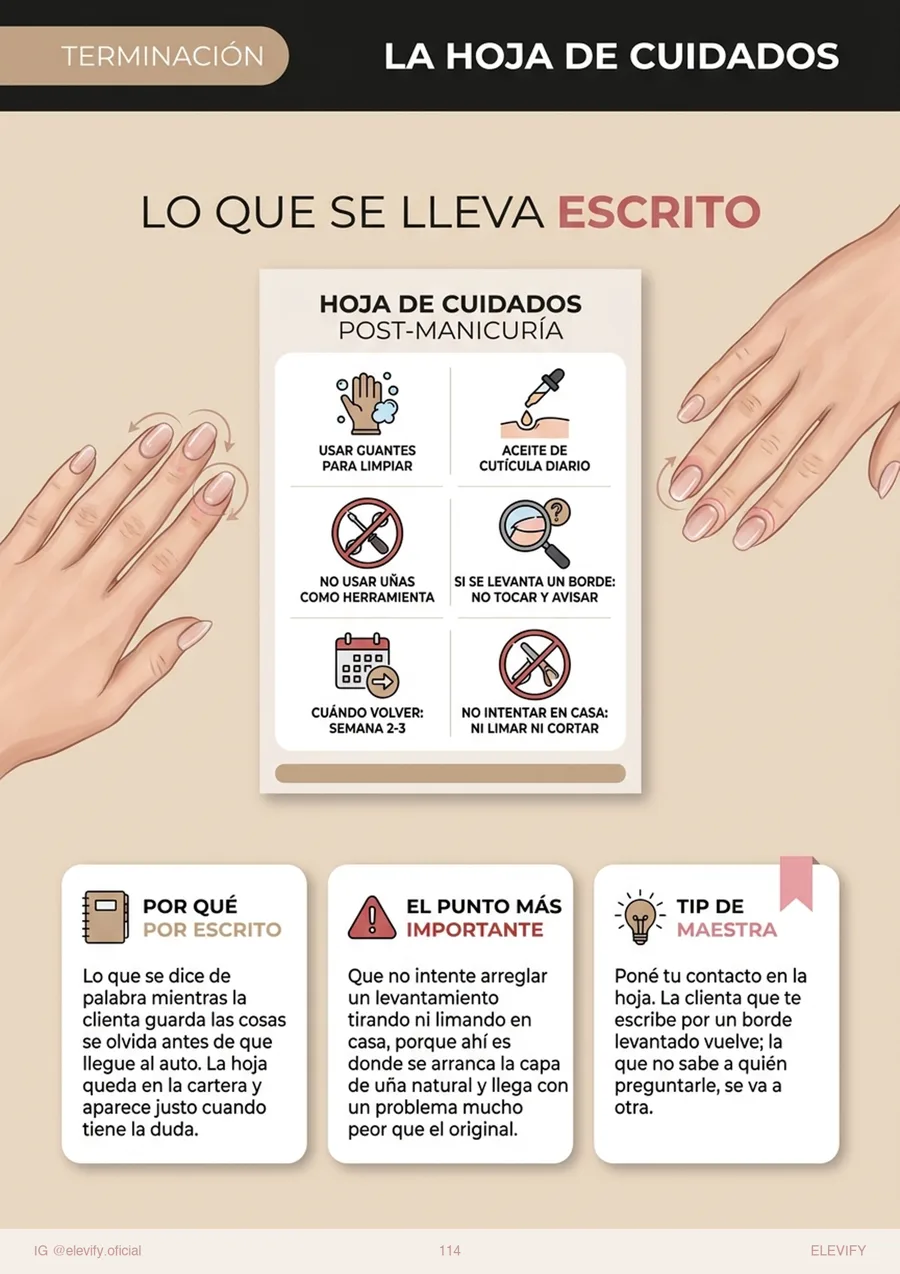 La hoja de cuidados